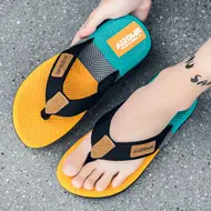 Men Mixed Colors Flip-flops Summer Comfortable Thick Sole Non-Slip Walking Shoes Round Head Lightweight Beach Slippers 1013