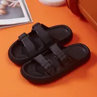 Fashion Buckle Thick Platform Slippers Women Home Soft Sole eva Cloud Slides Sandals Woman 2025 Summer Non Slip Beach Flip Flops 991