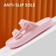 Fashion Buckle Thick Platform Slippers Women Home Soft Sole eva Cloud Slides Sandals Woman 2025 Summer Non Slip Beach Flip Flops 991