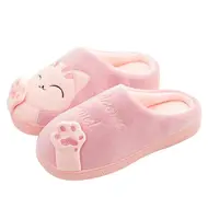 2025 New Cotton Slippers Women's Men's Autumn and Winter New Cartoon Lucky Cat Korean Version Cute Warm Indoor Home 971