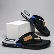 Men Mixed Colors Flip-flops Summer Comfortable Thick Sole Non-Slip Walking Shoes Round Head Lightweight Beach Slippers 1013