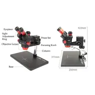 YCS-6558X 6.5X-58X 360° Rotation Trinocular Stereo Zoom Microscope with Big Base 1010