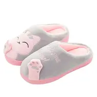 2025 New Cotton Slippers Women's Men's Autumn and Winter New Cartoon Lucky Cat Korean Version Cute Warm Indoor Home 971