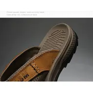 Genuine Cow Leather Shoes Men Sandals Mens Flip Flops Men's Casual Shoes Classic Massage Beach Slippers Anti-slip Summer 994