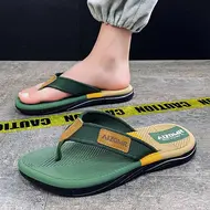 Men Mixed Colors Flip-flops Summer Comfortable Thick Sole Non-Slip Walking Shoes Round Head Lightweight Beach Slippers 1013
