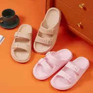 Fashion Buckle Thick Platform Slippers Women Home Soft Sole eva Cloud Slides Sandals Woman 2025 Summer Non Slip Beach Flip Flops 991