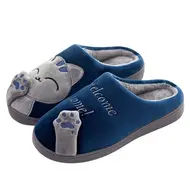 2025 New Cotton Slippers Women's Men's Autumn and Winter New Cartoon Lucky Cat Korean Version Cute Warm Indoor Home 971