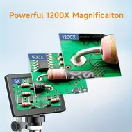 7‘’ Digital Microscope 1200X Zoom 12MP HD Electronic Microscopes Camera Magnifier for Soldering Phone Repair Microscope 1047