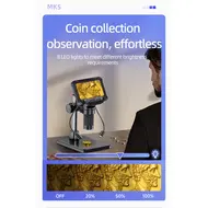 1600X Digital Microscope with 4.3inch IPS Screen Coin Microscope 1080P Video Microscope for Adult Kid Coin Magnifier with 8 LEDs 1048