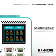 RF4 RF-MC08 150W Full-color Smart LCD Display Multi-Port Charging Station for Mobile Phone / Laptop 1090