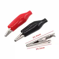 25pcs 28MM 35MM 45MM Metal Alligator Clip Crocodile Electrical Clamp Testing Probe Meter Black Red with Plastic 1108