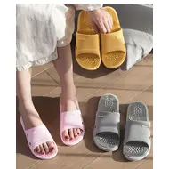 Solid Colour Men's Slippers Bathroom Anti-slip Massage Sandals Women Simple Soft Bottom Health Shoes 1024
