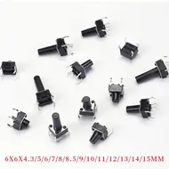 50pcs 6X6 / 4.3/ 5/6/7/8/8.5/9/10/11/12/13/14/15MM Tact Switch Push Button 12V 4PIN DIP Micro Momentary Tactile Push Button 1195