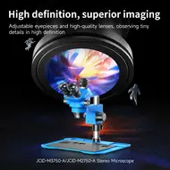 JCID M3750A 7-50X Synchronous Zoom Trinocular Stereo Microscope with Aluminum Alloy Base 29