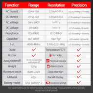 ANENG 613 3 in 1 Perpetual Calendar Temperature Hygrometer 4000 Counts Digital AC / DC Curent Voltage Resistance Smart Multimeter 91