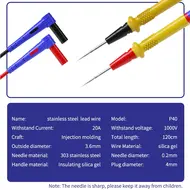 Mechanic P40 1000V / 20A High Precision Multimeter Stainless Steel Lead Wire - 120cm 55