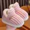 New Winter Concise Stripe Plush Slippers Children's Non-slip Soft Sole Kids Boys Girls Heel Wrap Warm High Home Cotton Shoes 954