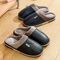 Big Size Winter Casual Men's Slippers Indoor Waterproof PU Leather Home Shoes Fur Flat Warm Fashion Bedroom Houseshoes 975