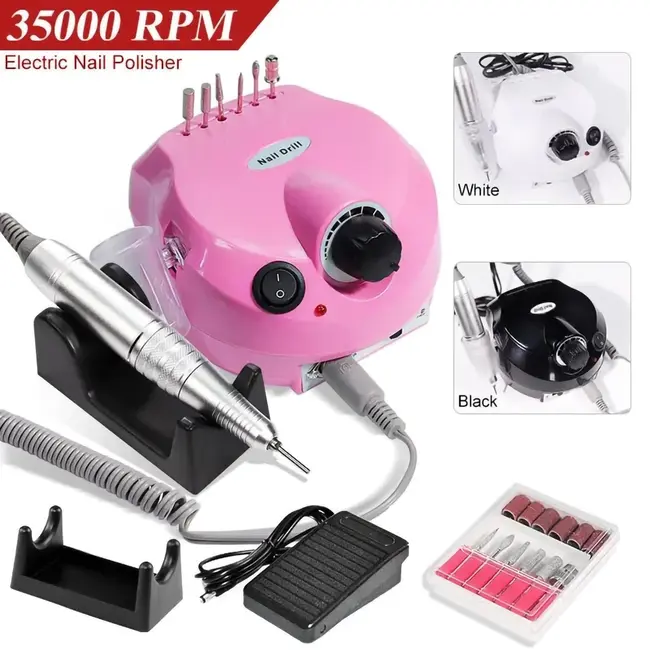 35000RPM Professional Nail Drilling Machine for Manicure Drill Tips Electric Nail Sander Pedicure File Polisher Equipment Tools - Black 261_11294