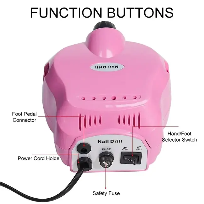 35000RPM Professional Nail Drilling Machine for Manicure Drill Tips Electric Nail Sander Pedicure File Polisher Equipment Tools - Black 261_11296