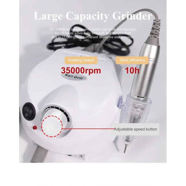 35000RPM Professional Nail Drilling Machine for Manicure Drill Tips Electric Nail Sander Pedicure File Polisher Equipment Tools - Black 261_11298