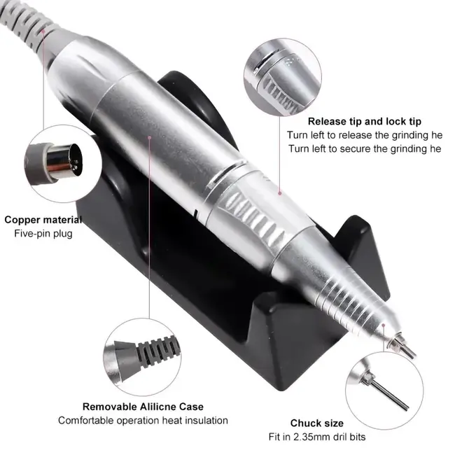 35000RPM Professional Nail Drilling Machine for Manicure Drill Tips Electric Nail Sander Pedicure File Polisher Equipment Tools - Black 261_11305