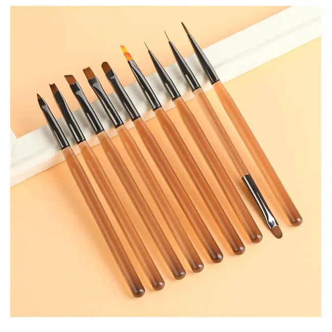 9PCS UV Gel Nail Brush Liner DIY Painting Pen Manicure Acrylic Drawing Brush for Nail Art Design Nails Tip Display Painting Tool 318_11682
