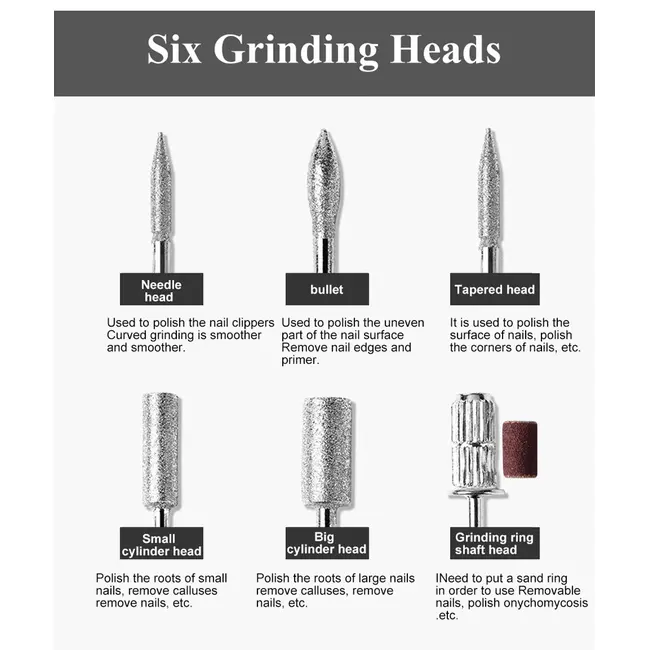 35000RPM Professional Nail Drilling Machine for Manicure Drill Tips Electric Nail Sander Pedicure File Polisher Equipment Tools - Black 261_11309