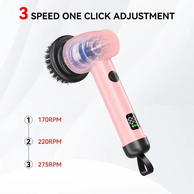 Electric Spin Scrubber Cordless Waterproof Handheld Cleaning Brush  Replaceable Heads - Black 413_12637