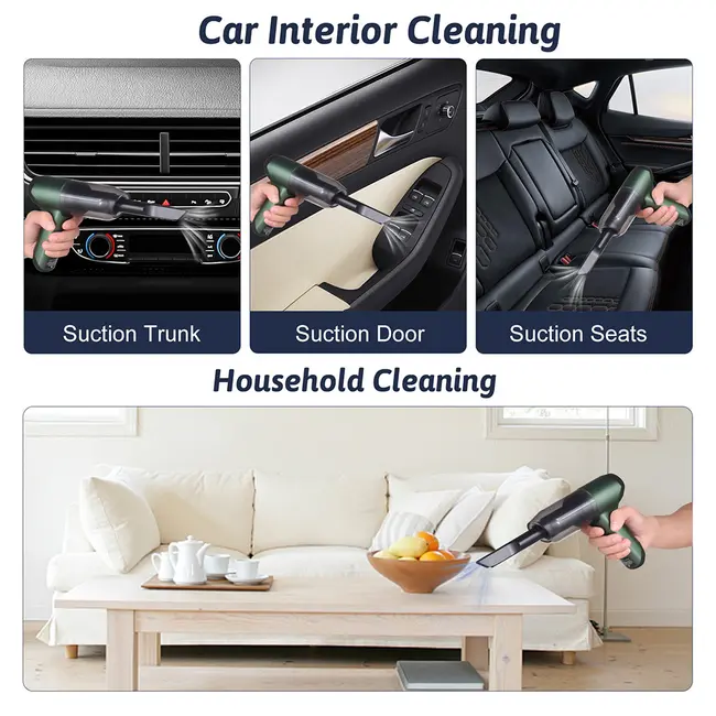 ​Handheld Cordless Vacuum Cleaner 6500Pa Powerful Suction 3 in 1 Dust Buster Blower and Hand Pump Vacuum Cleaner 120W High Power Wet and Dry Portable Cleaner Rechargeable Handheld Vacuum Cleaner for Home Office Car - Grey 403_12553