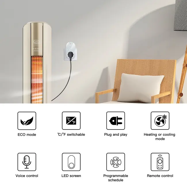 ​WiFi Intelligent LED Thermostat 16A Breeding Incubation Constant Temperature Socket Energy Saving Timer Socket - Black 551_13878