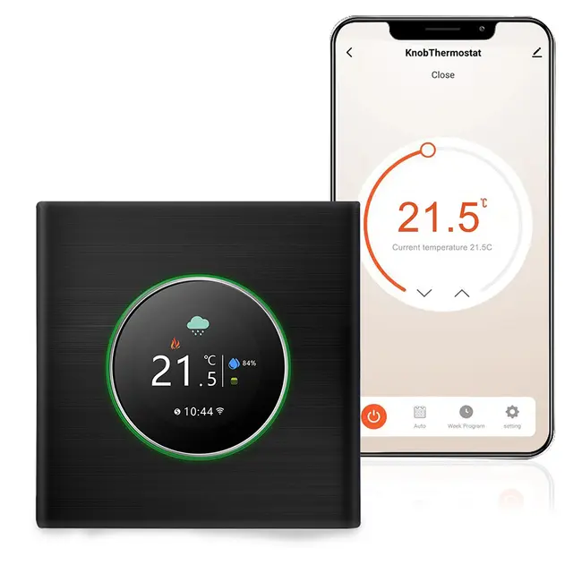 ​WiFi Smart Thermostat Temperature Controller Weekly Programmable Button Control/ Mobile APP/ Voice Control Compatible with Alexa/Google Home, for Hot Water 5A - Black 548_13845