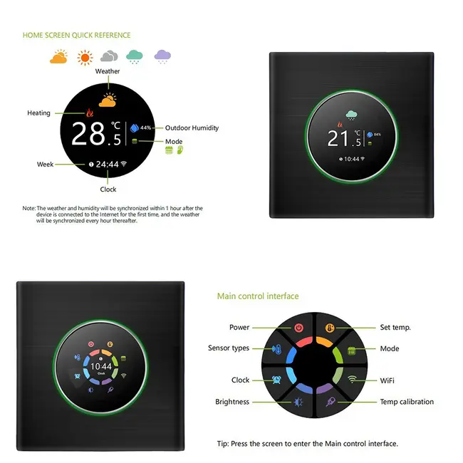 ​WiFi Smart Thermostat Temperature Controller Weekly Programmable Button Control/ Mobile APP/ Voice Control Compatible with Alexa/Google Home, for Hot Water 5A - Black 548_13856