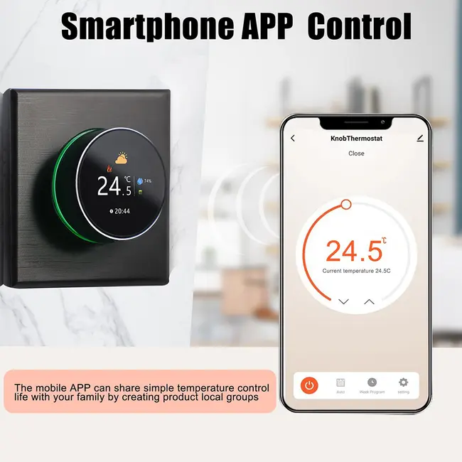 ​WiFi Smart Thermostat Temperature Controller Weekly Programmable Button Control/ Mobile APP/ Voice Control Compatible with Alexa/Google Home, for Hot Water 5A - Black 548_13860