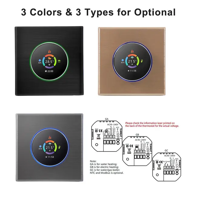 ​WiFi Smart Thermostat Temperature Controller Weekly Programmable Button Control/ Mobile APP/ Voice Control Compatible with Alexa/Google Home, for Hot Water 5A - Black 548_13862