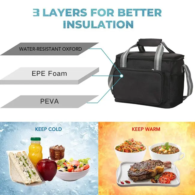 ​15L Portable Insulated Cooler Bag for Travel Hiking Beach Picnic BBQ Party - Black 657_14784