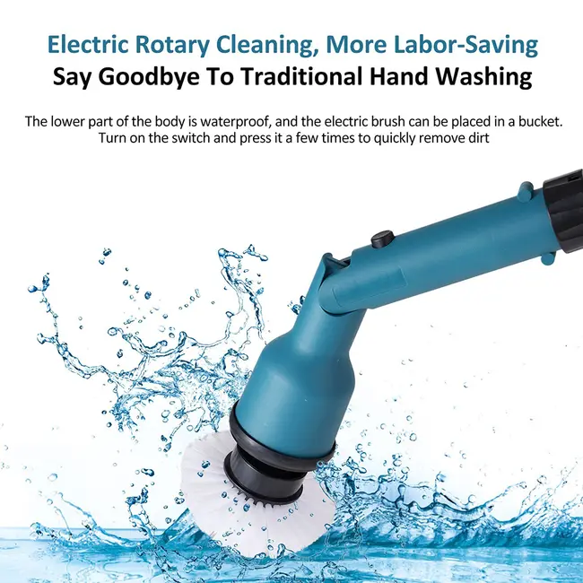 21V electric floor scrubber retractable multi-function lithium cleaning 21V electric floor scrubber retractable multi function lithium cleaning brush cordless shower brush with 8 interchangeable brush heads 2 adjustable speeds and adjustable extension han 666_14834