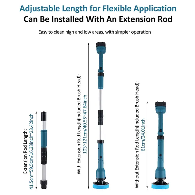 21V electric floor scrubber retractable multi-function lithium cleaning 21V electric floor scrubber retractable multi function lithium cleaning brush cordless shower brush with 8 interchangeable brush heads 2 adjustable speeds and adjustable extension han 666_14842