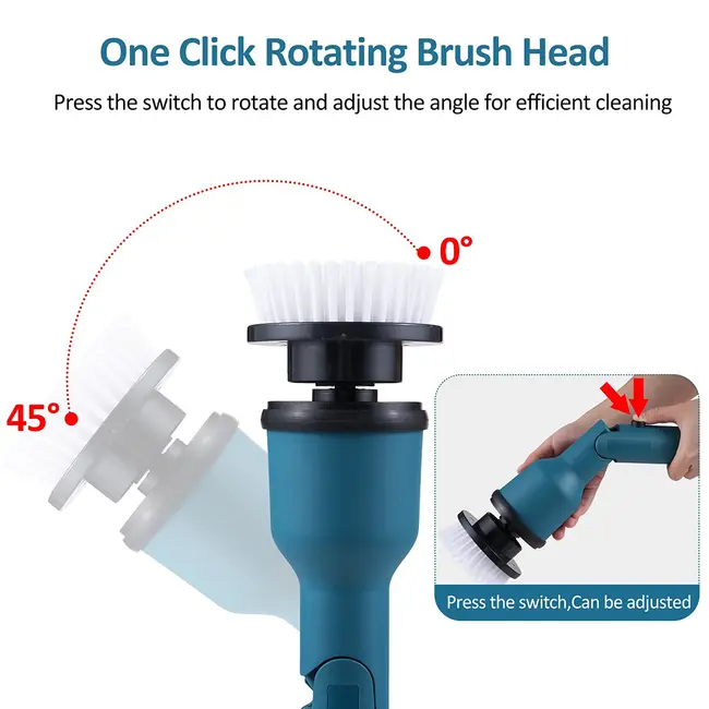 21V electric floor scrubber retractable multi-function lithium cleaning 21V electric floor scrubber retractable multi function lithium cleaning brush cordless shower brush with 8 interchangeable brush heads 2 adjustable speeds and adjustable extension han 666_14840