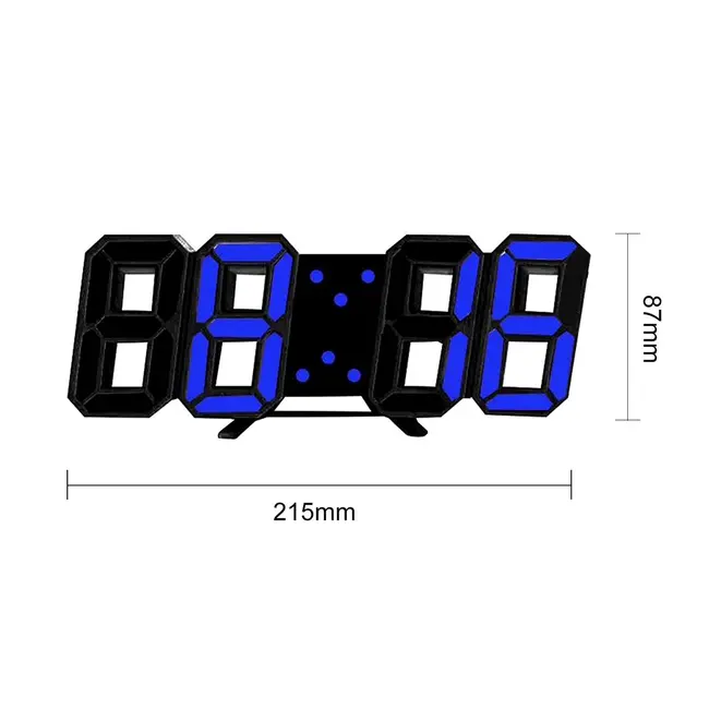 ​3D Led Wall Clock Date Temperature Display Digital Alarm Clock for Home Living Room Office Warehouse - Yellow 641_14669