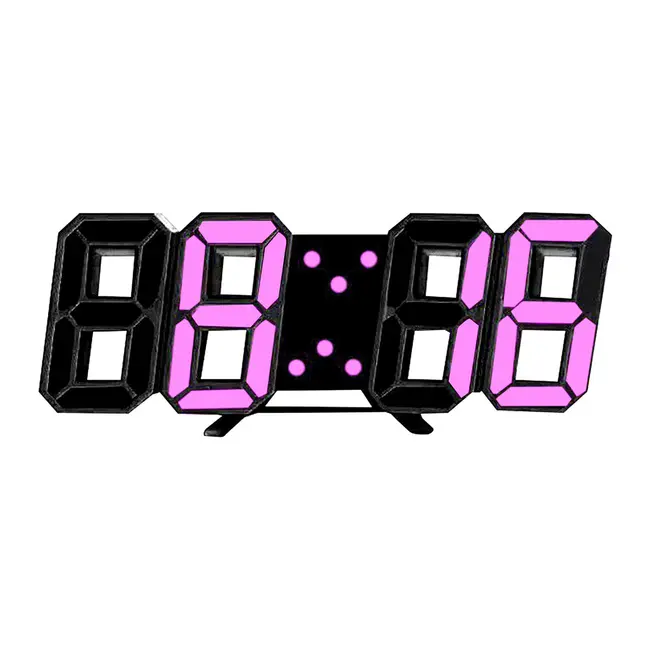 ​3D Led Wall Clock Date Temperature Display Digital Alarm Clock for Home Living Room Office Warehouse - Yellow 641_14662