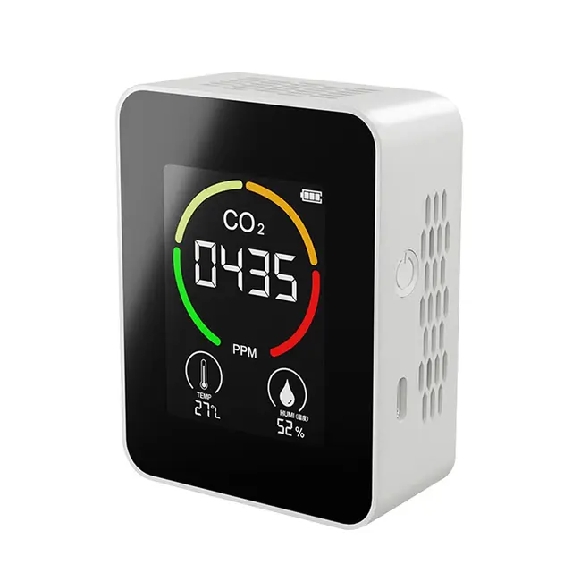 ​3in1 Home Digital Air Quality Detector  CO2 Temperature Humidity Monitoring Device - Black 642_14670