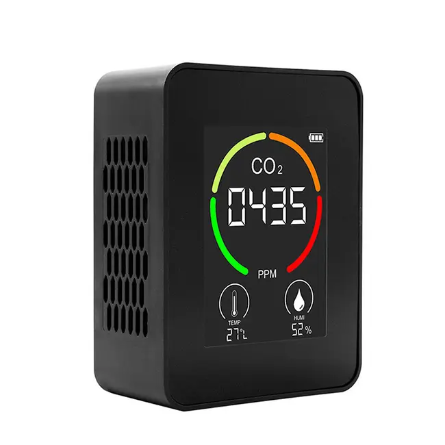 ​3in1 Home Digital Air Quality Detector  CO2 Temperature Humidity Monitoring Device - Black 642_14673