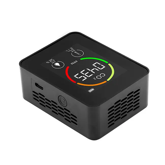 ​3in1 Home Digital Air Quality Detector  CO2 Temperature Humidity Monitoring Device - Black 642_14678