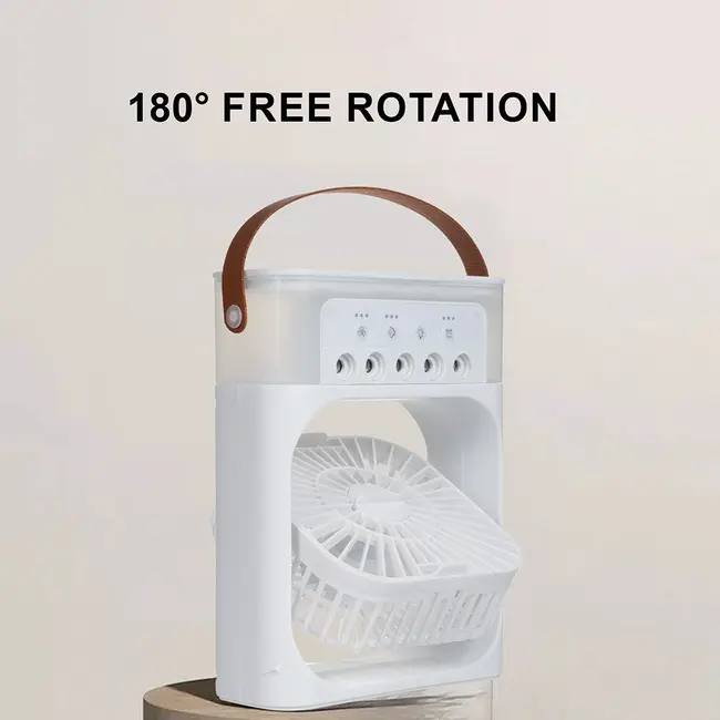 Desktop Cold Air Fan Humidifier Mini Air Cooler Mist Sprayer with Colourful Night Light - Green 597_14287