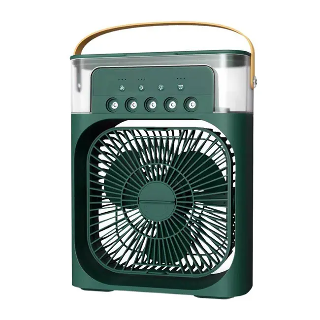 Desktop Cold Air Fan Humidifier Mini Air Cooler Mist Sprayer with Colourful Night Light - Green 597_14284