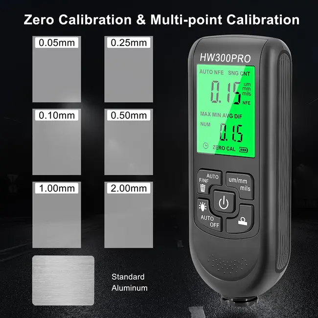 ​Car Paint Coating Thickness Gauge  0-2000UM Metal Coating Thickness Gauge with Fe and NFe Probe - Black 716_15229