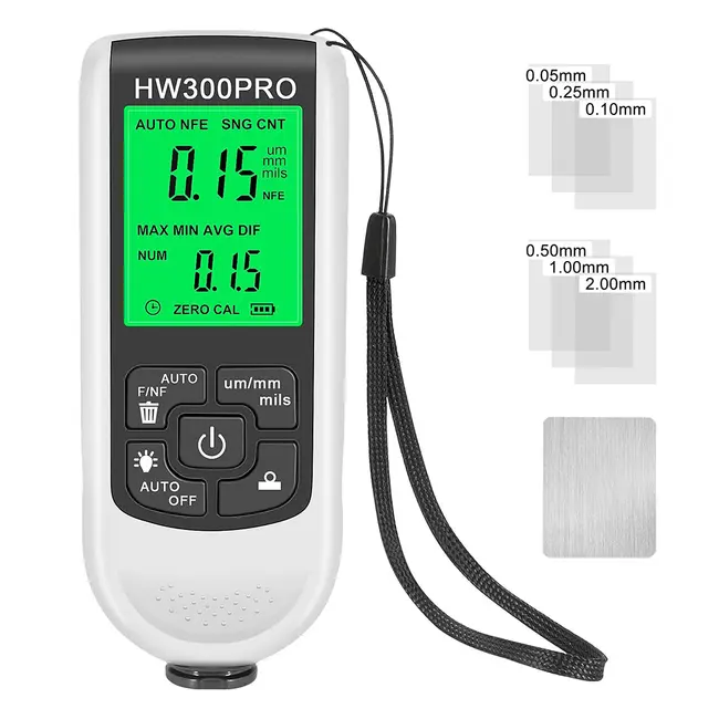 ​Car Paint Coating Thickness Gauge  0-2000UM Metal Coating Thickness Gauge with Fe and NFe Probe - Black 716_15231