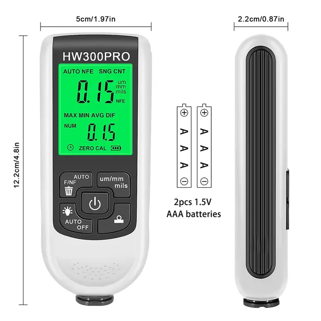 ​Car Paint Coating Thickness Gauge  0-2000UM Metal Coating Thickness Gauge with Fe and NFe Probe - Black 716_15230