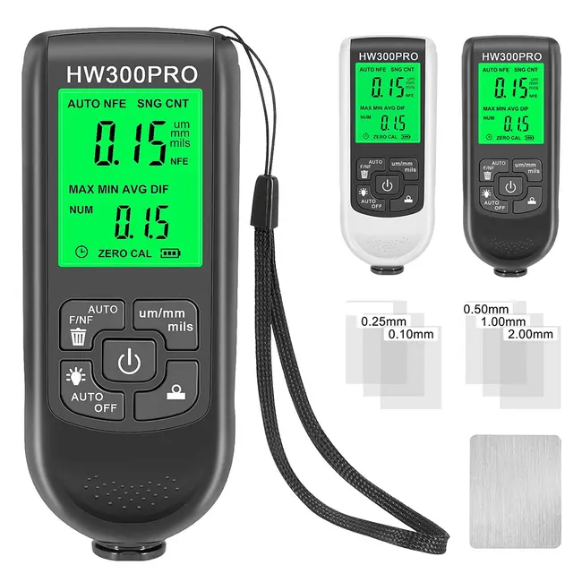 ​Car Paint Coating Thickness Gauge  0-2000UM Metal Coating Thickness Gauge with Fe and NFe Probe - Black 716_15228